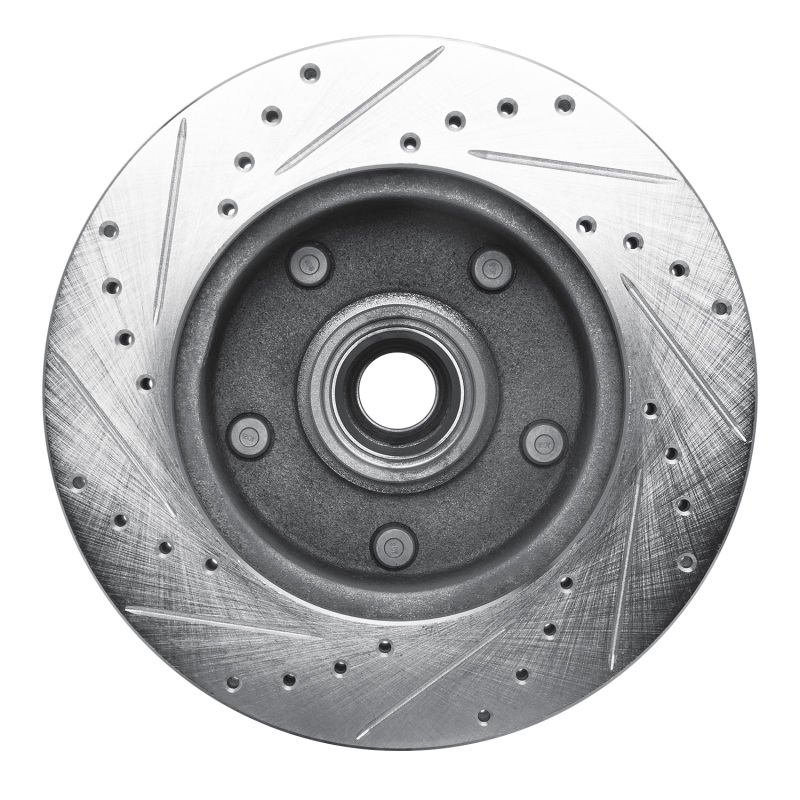 Ford E-150 Econoline Club Wagon Brake Rotor (1) - Front Right - R1 Concepts - Drilled & Slotted - Silver - `94-`01